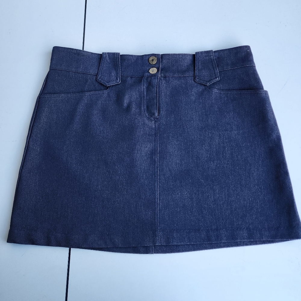 Vtg I.L.U. Skirt Women's Navy Blue Denim Mini Jeans Junior's Skirt Sz 11